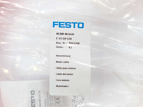 Festo 8003768 NEBM-M16G8-E-15-Q9-LE8 Motor Cable