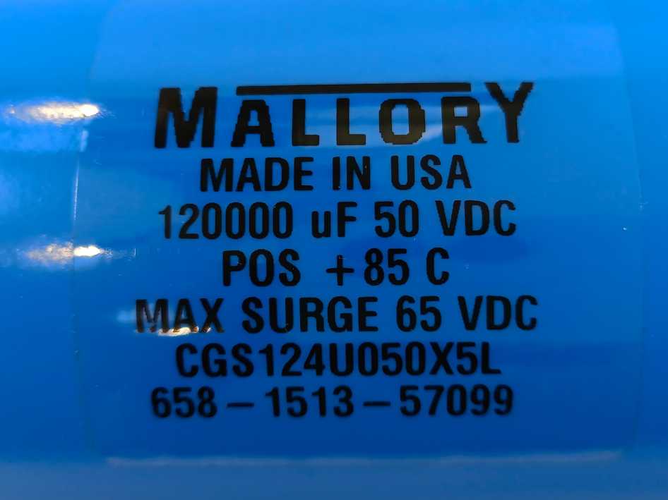 MALLORY CGS124U050X5L High CV, Screw Terminal Capacitor