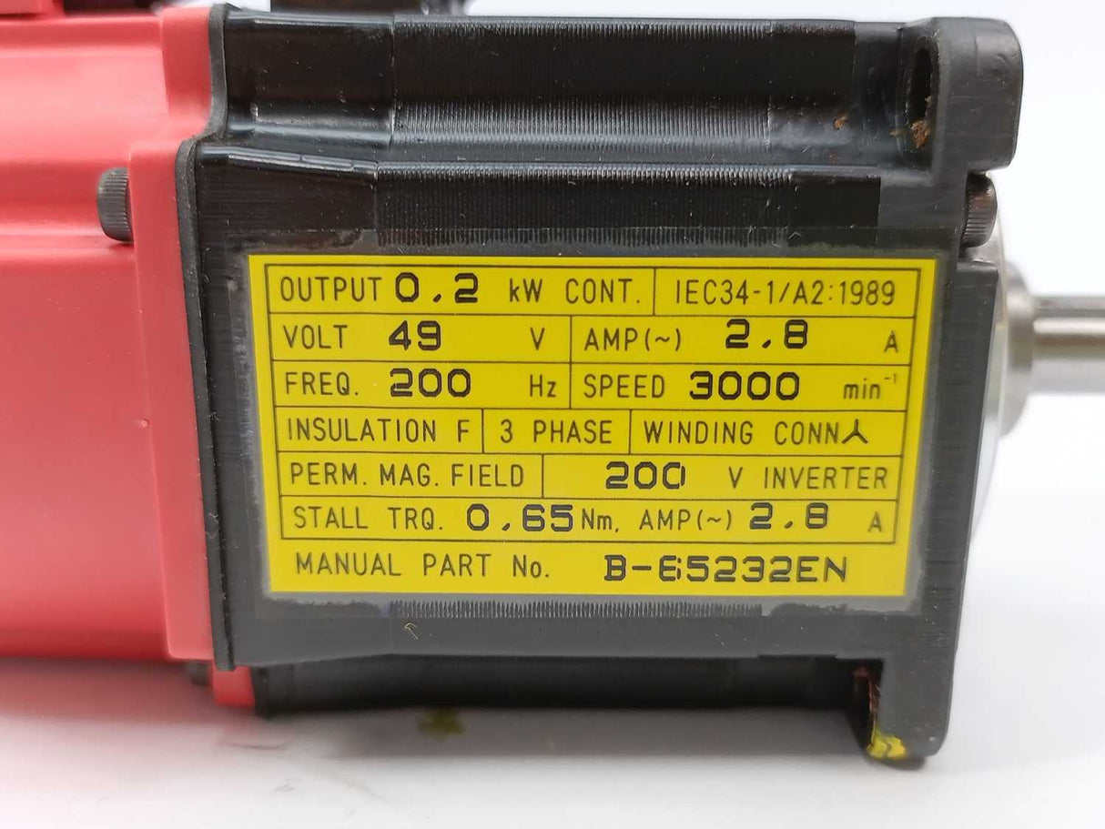 FANUC LTD A06B-0113-B075#0008 AC Servo Motor B0.5/3000