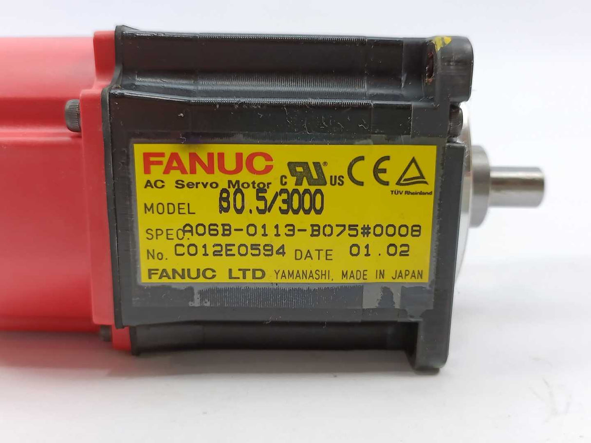 FANUC LTD A06B-0113-B075#0008 AC Servo Motor B0.5/3000
