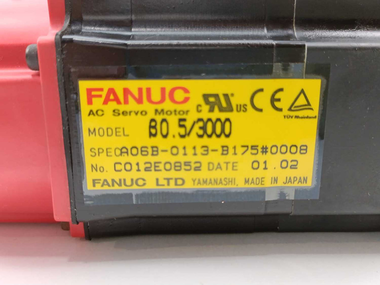 FANUC LTD A06B-0113-B175#0008 AC Servo Motor B0.5/3000