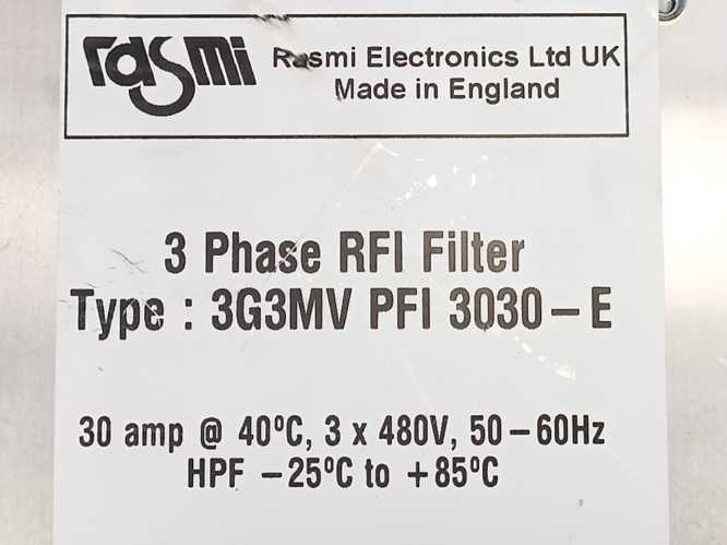 RASMI ELECTRONICS LTD 3G3MVPFI3030-E 3 Phase RFI Filter. Rated Current : 30A