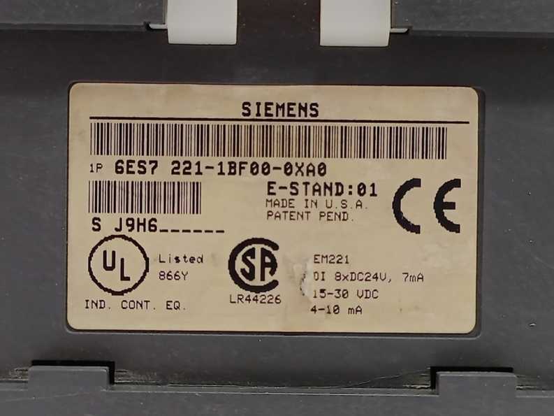 Siemens 6ES7221-1BF00-0XA0 Simatic S7-200 Digital Input EM 221
