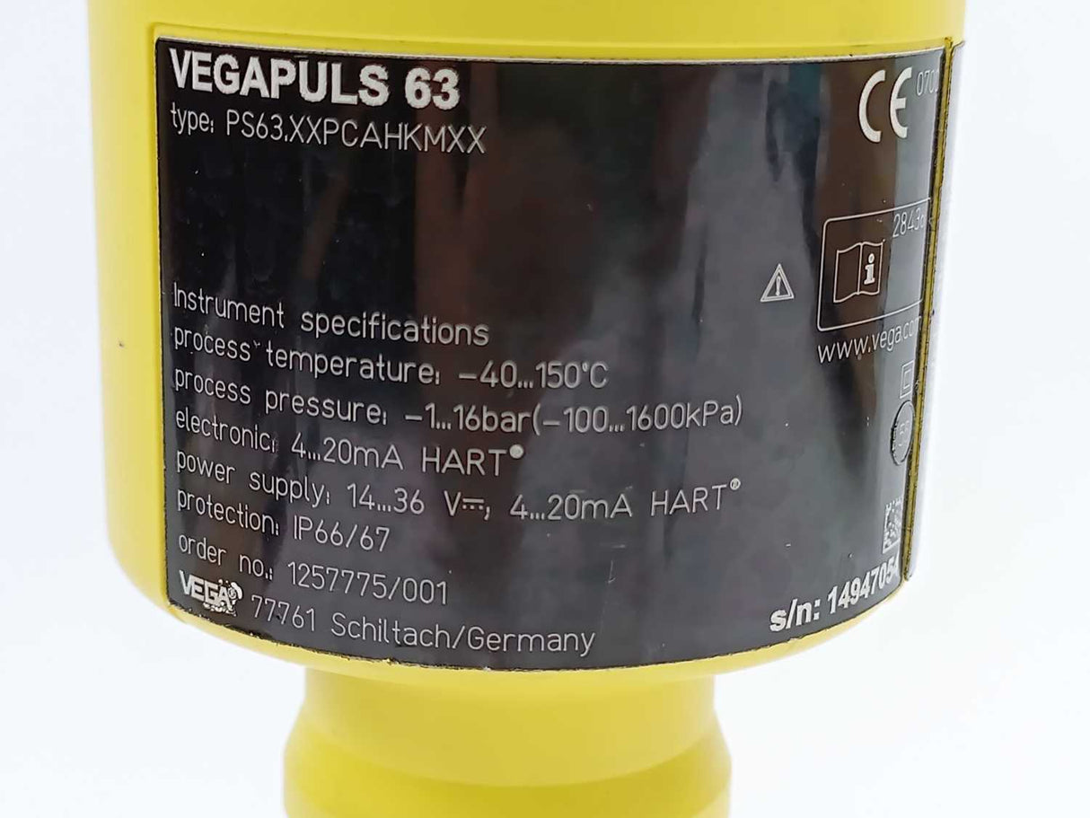 Vega 1257775/001 PS63.XXPCAHKMXX VEGAPULS 63 Radar Sensor