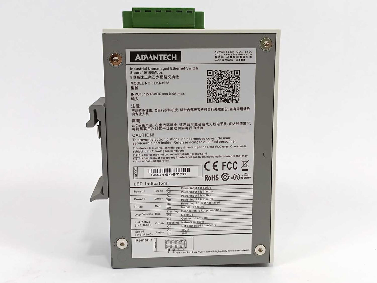 Advantech EKI-3528-AE EKI-3528 Industrial Unmanaged Ethernet Switch