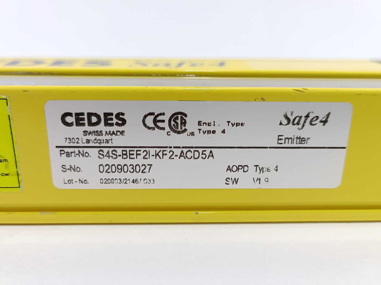 Cedes S4S-BRF2I-KF2-ACD4D Light Curtain Receiver & S4S-BEF2I-KF2-ACD5A Emitter