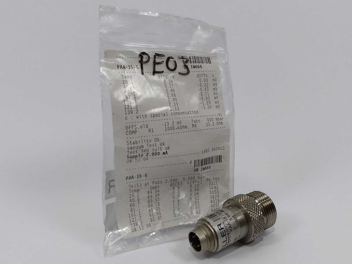 Keller PAA-15-5 Flush Diaphragm Pressure Transducer, 0-5 bar