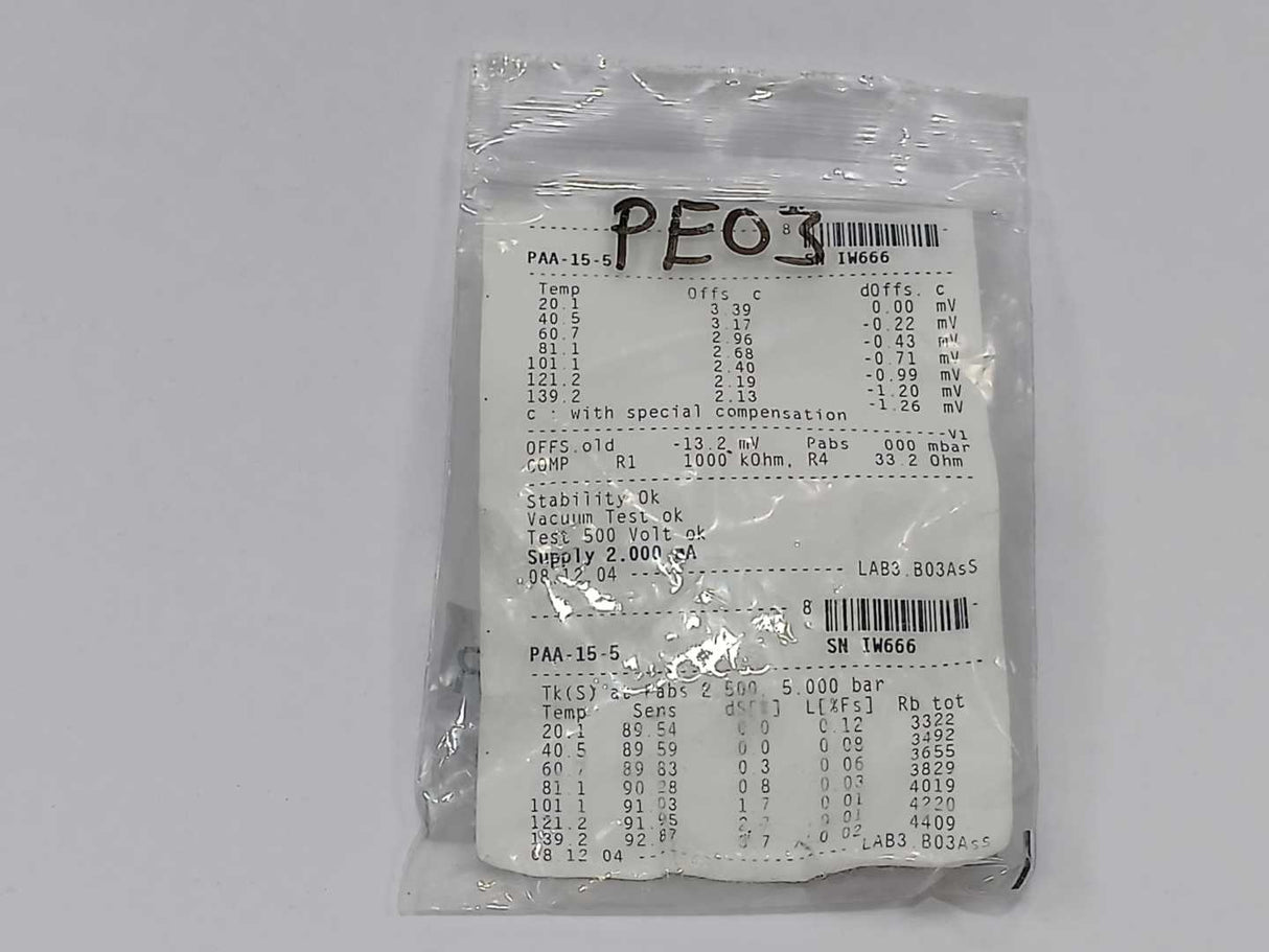 Keller PAA-15-5 Flush Diaphragm Pressure Transducer, 0-5 bar