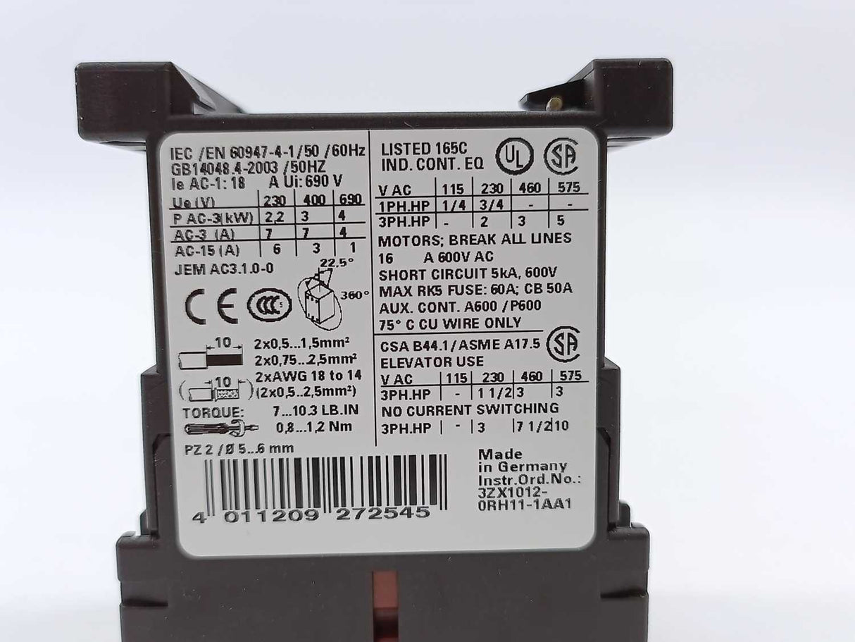 Siemens 3RT1015-1BB41 Power contactor