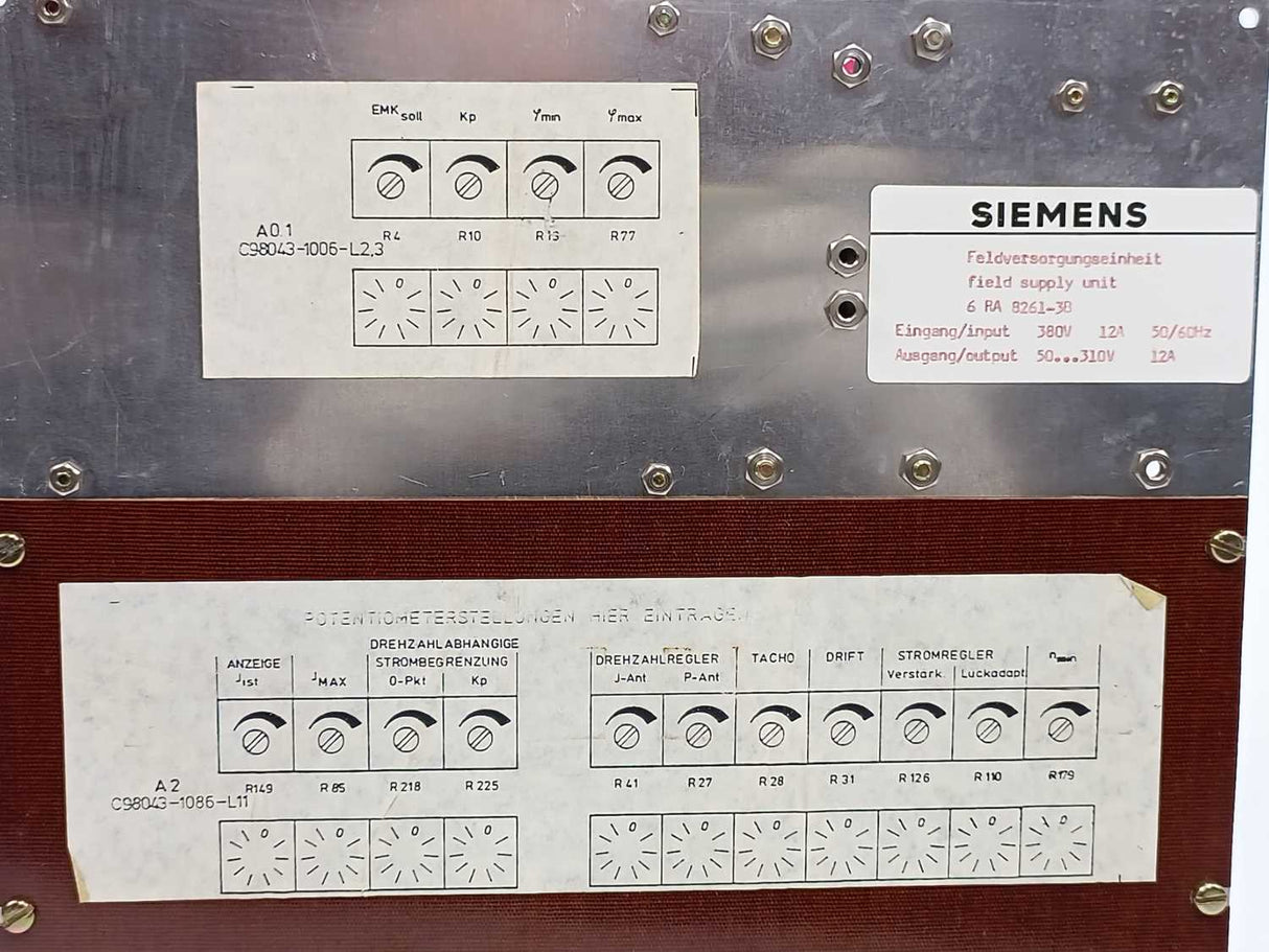 Siemens 6RA8261-3B Field Supply Unit