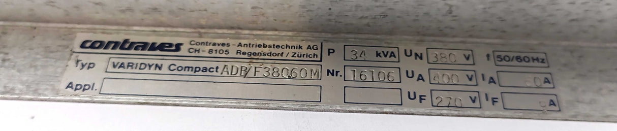 Contraves ADB/F380.60M VARIDYN Compact Frequency Inverter 34kVA
