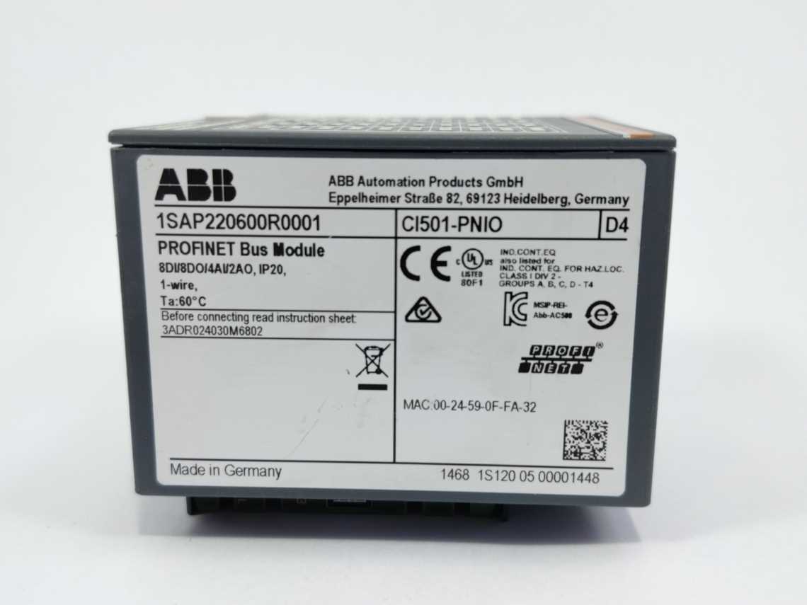 ABB 1SAP220600R0001 CI501-PNIO S500 Profinet Bus Module PROTOTYPE