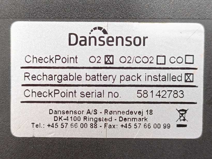 Dansensor Checkpoint O2 Portable Oxygen Analyzer Rechargable