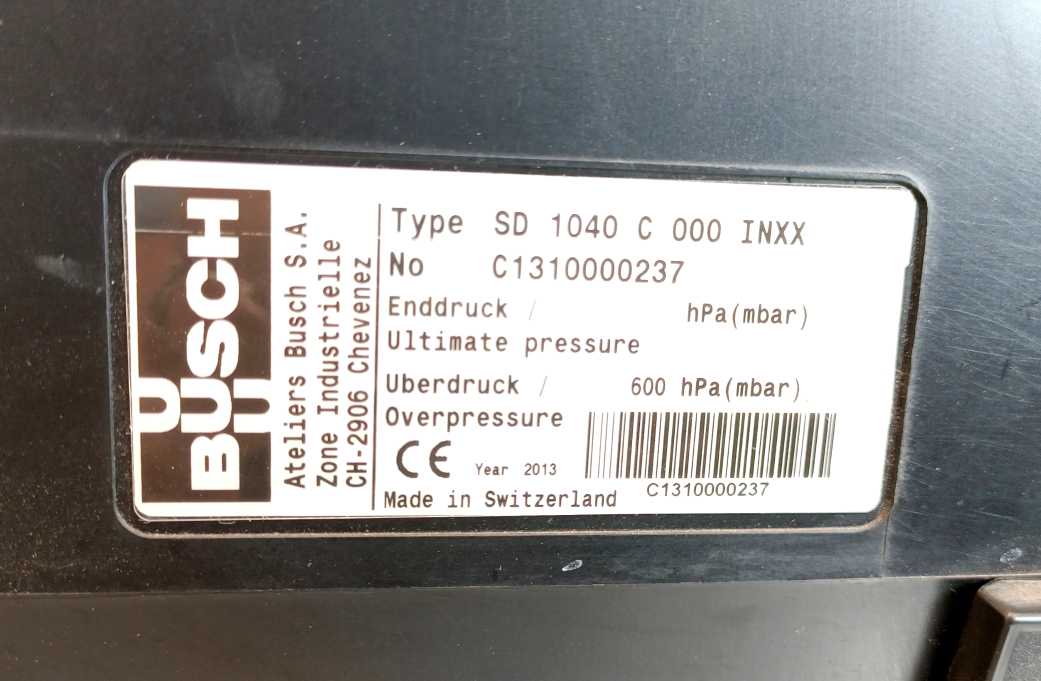 Busch SD 1040 C 000 INXX Oil-Free Rotary Vane Compressor | 40 m³/h | 1.25 kW