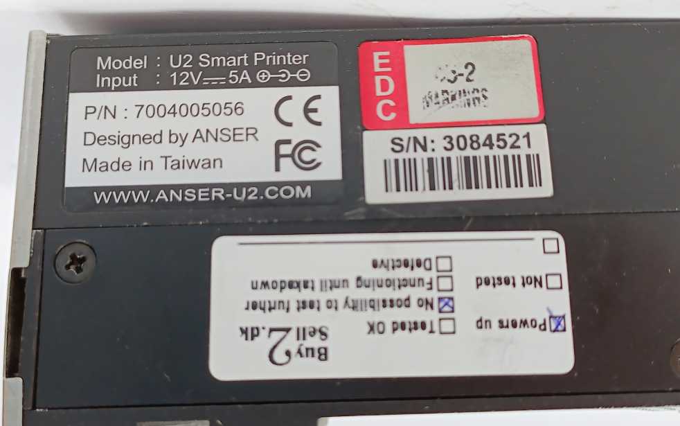 ANSER U2 Smart 7004005056 Thermal Inkjet Printer + Remote controller