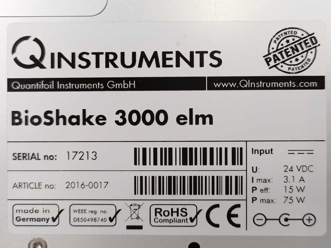 QInstruments BioShake 3000 elm Orbital shaker for microplates 2016-0017