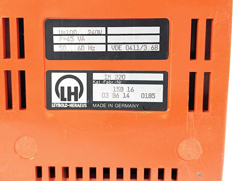 Leybold Heraeus IM 220 Control Unit IONIVAC