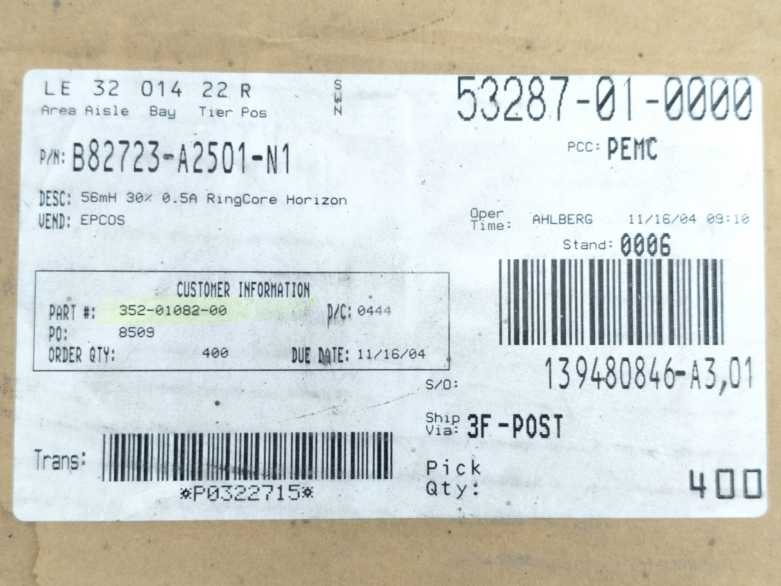 Siemens B82723-A2501-N1 Common Mode Ring Core Choke 309pcs