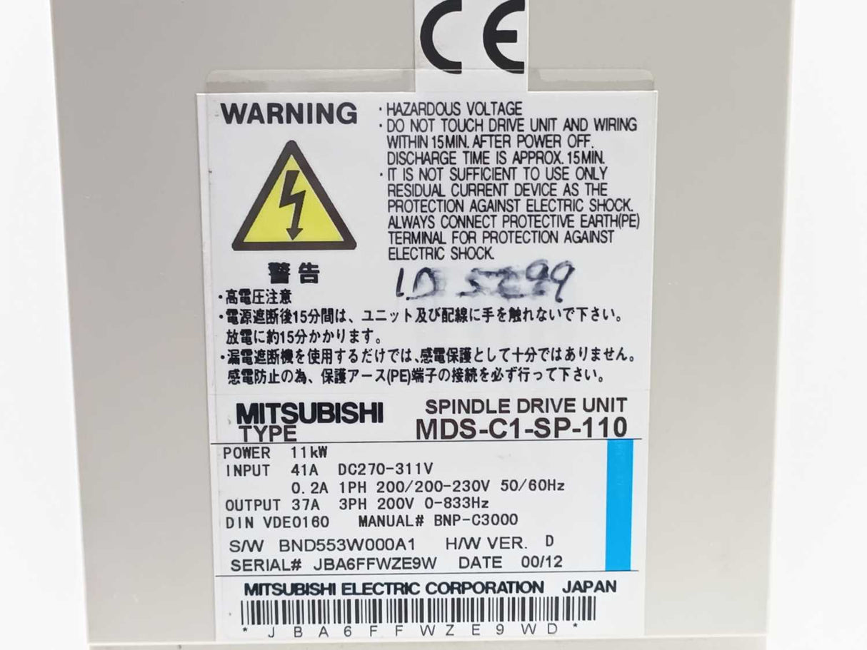 Mitsubishi MDS-C1-SP-110 CNC Spindle drive unit