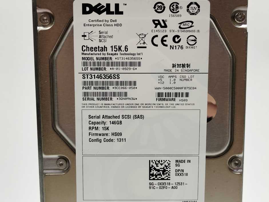 Dell 9CE066-050 146GB 15K 3.5" SAS Hard Disk Drive HDD, SAS rack
