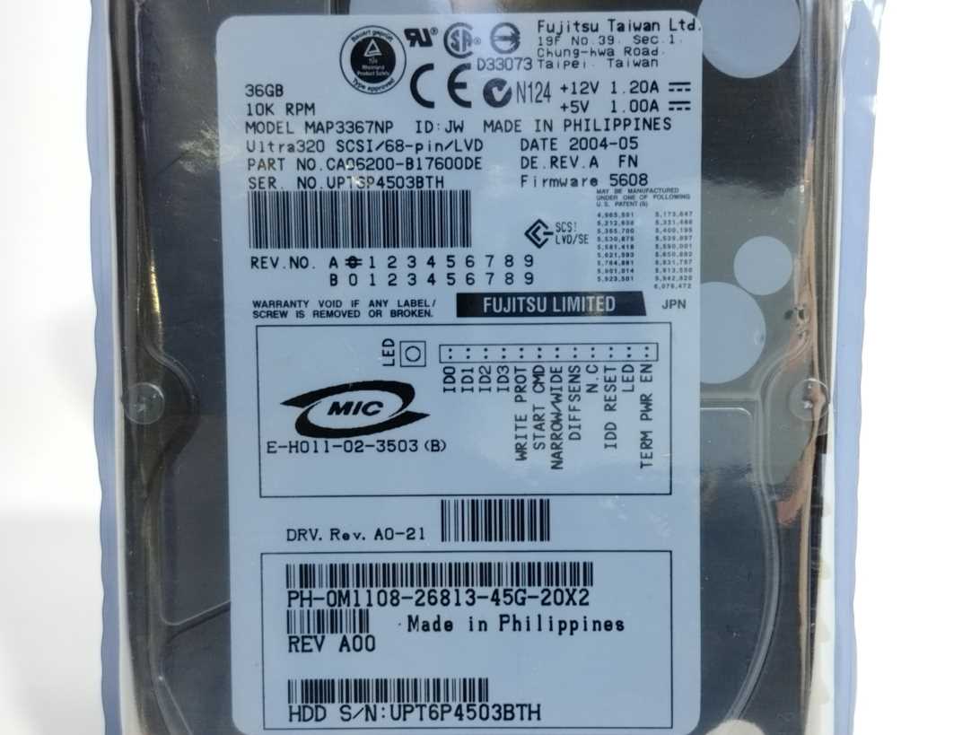 Fujitsu MAP3367NP Internal Hard Drive 36GB 10K RPM U320 68pin SCSI