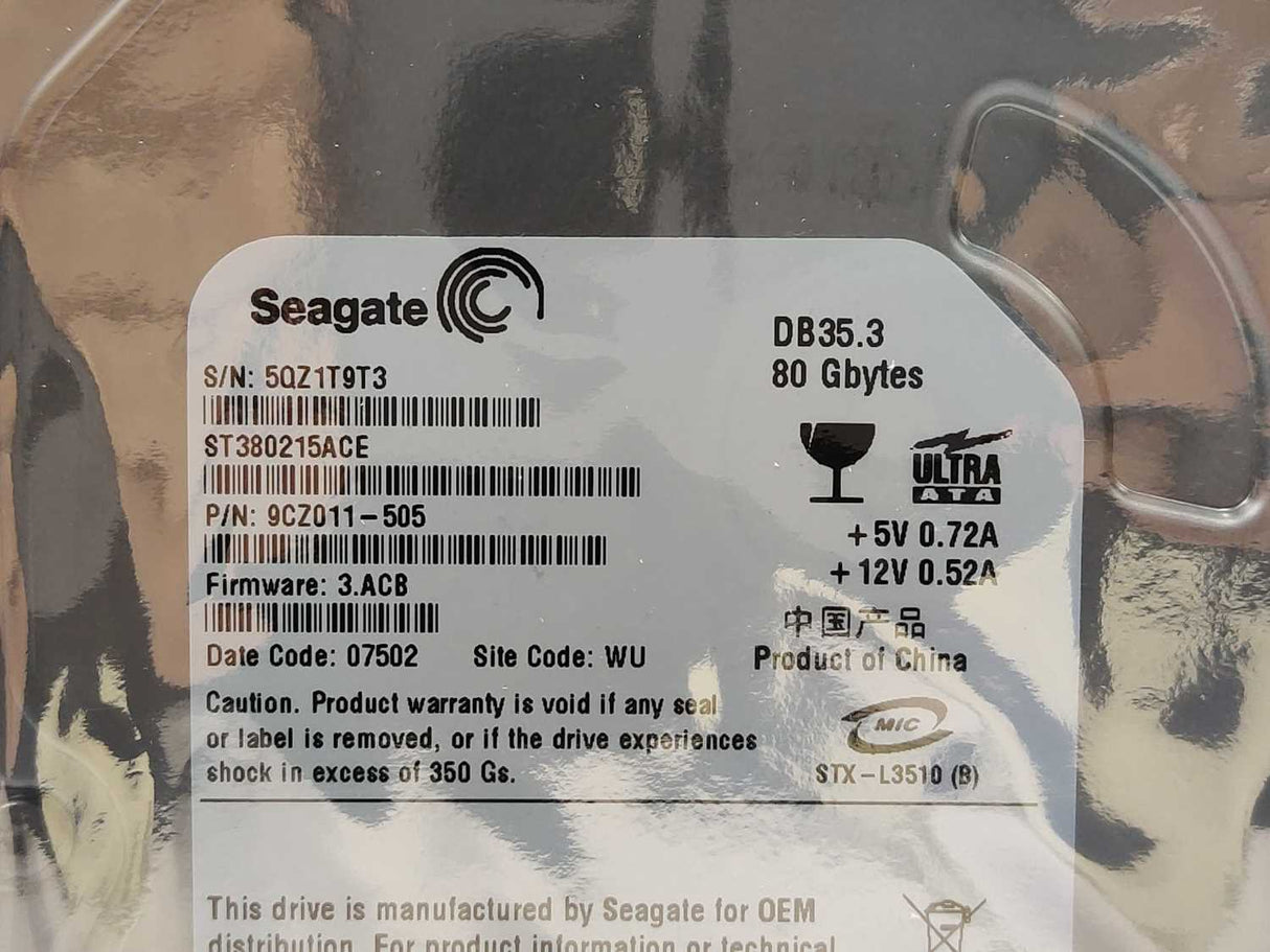 Seagate 9CZ011-505 ST380215ACE Hard Drive 80GB, 3.5"