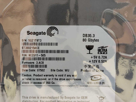 Seagate 9CZ011-505 ST380215ACE Hard Drive 80GB, 3.5"