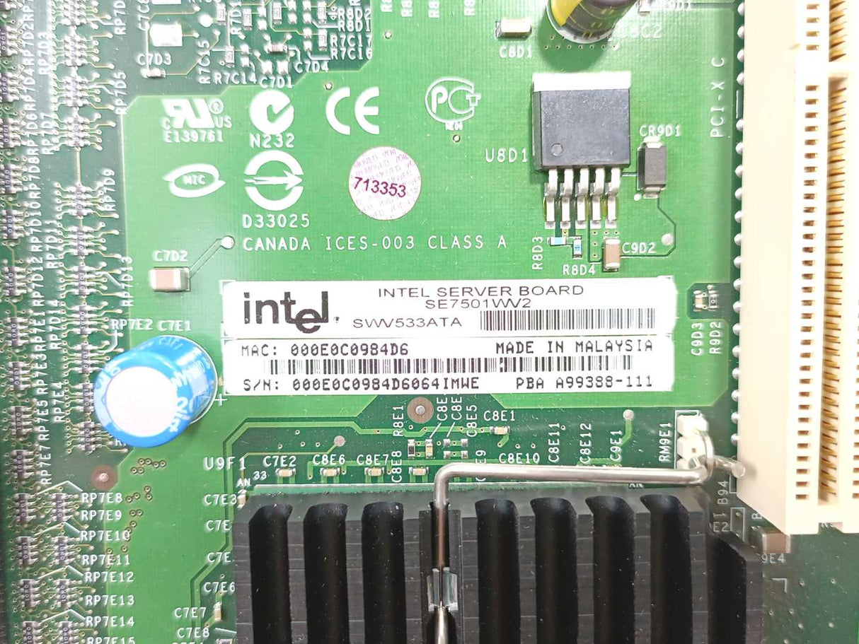 Intel SE7501WV2 SWV533ATA A99388-111 Dual Xeon 604 Server Board