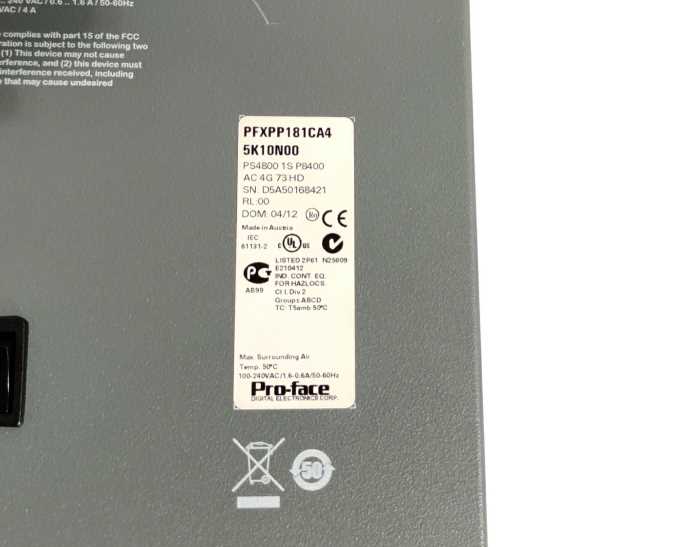 Pro-Face PFXPP181CA45K10N00 Touch Screen Panel PS4800 PFXPP181