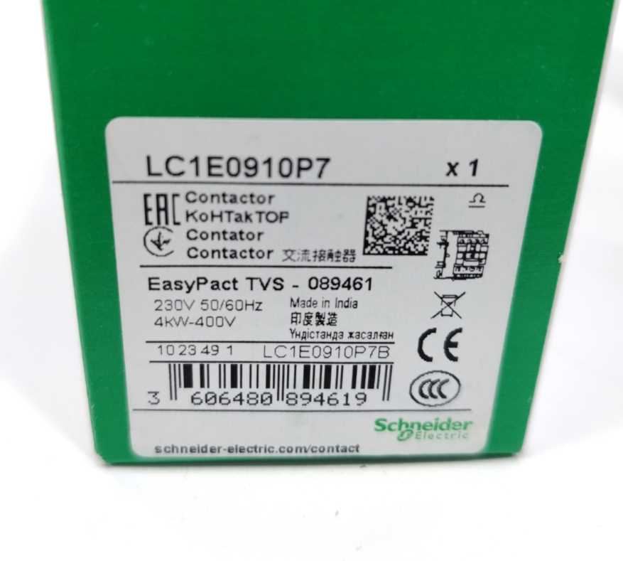 Schneider Electric LC1E0910P7 Contactor, easy TeSys Control