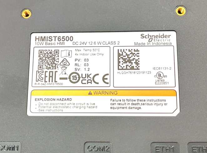 Schneider Electric HMIST6500 Harmony 10"W touch panel display