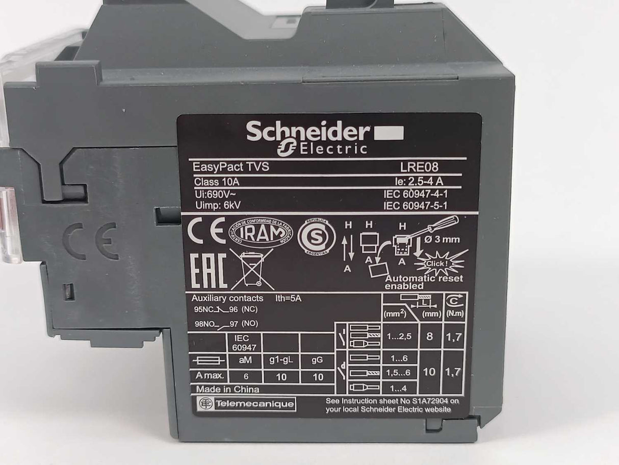 Schneider Electric LRE08 032975 Thermal Overload Relay