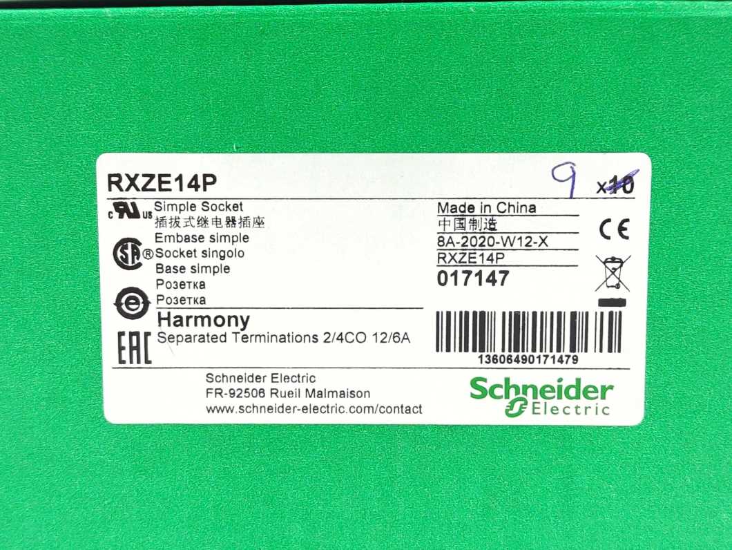Schneider Electric RXZE14P HARMONY Socket 9pcs