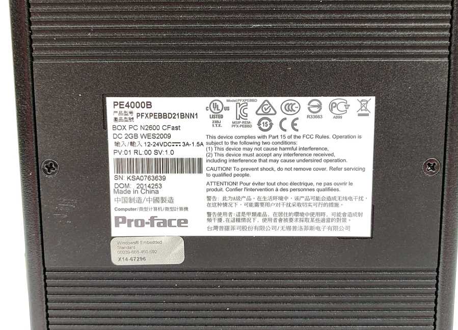 Pro-Face PFXPEBBD21BNN1 PE4000B Industrial PC