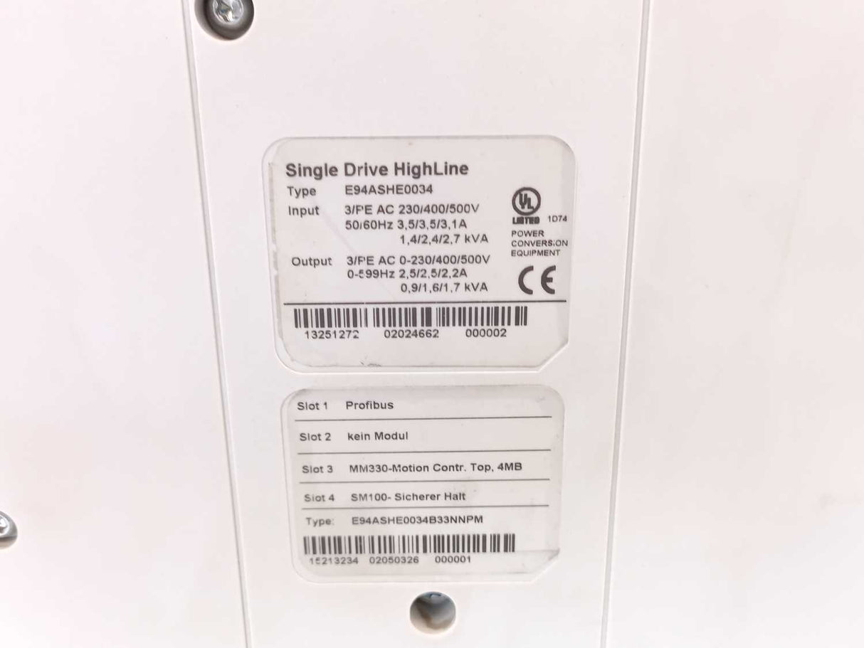 LENZE E94ASHE0034B33NNPM SINGLE DRIVE HIGHLINE E94ASHE0034