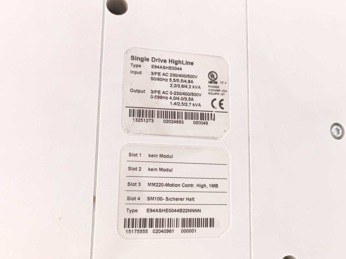 LENZE E94ASHE0044B22NNNN Single drive, HighLine servo inverter E94ASHE0244