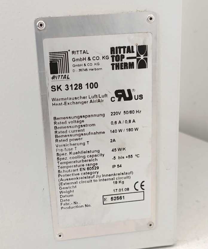 Rittal SK3128100 TopTherm air/air heat exchanger 220V, EU market