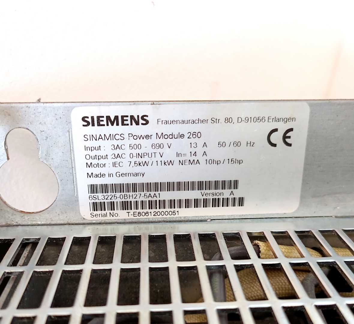 Siemens 6SL3225-0BH27-5AA1 Power Module PM260