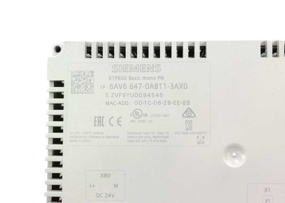 Siemens 6AV6 647-0AB11-3AX0 SIMATIC HMI Basic mono PN E08 for spareparts