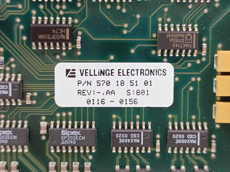 Vellinge Electronics 570 18 51-01 Rev.: AA CPU Card PACS3500