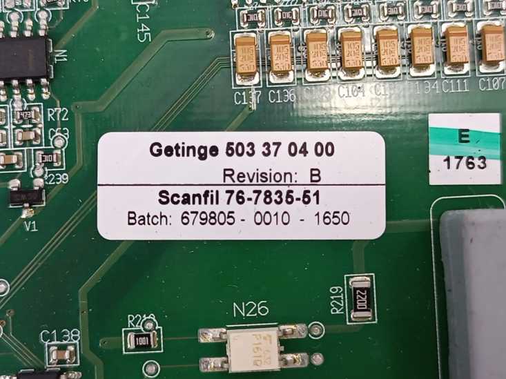 GETINGE 503 37 04 00 Rev.: B GETINGE Autoclave Spareparts