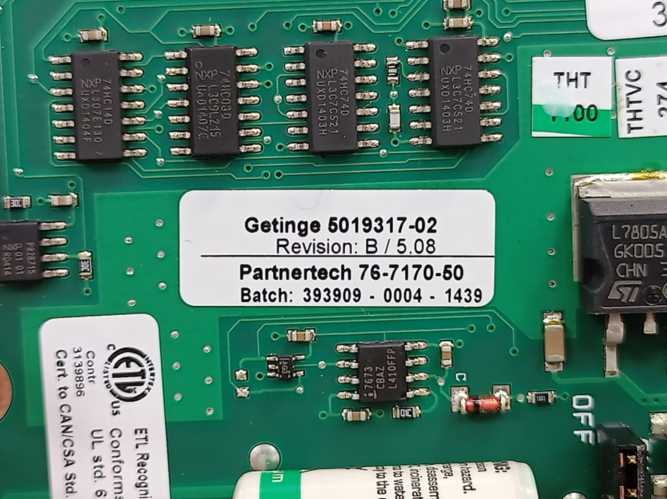 GETINGE 5019317-02 Rev.: B/5.08 GETINGE Autoclave Spareparts