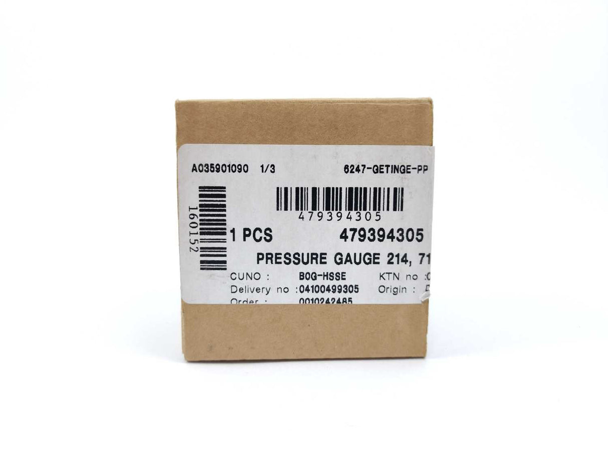 GETINGE 479394305 Pressure Gauge 214, -1 to 5 bar GETINGE Autoclave Spareparts