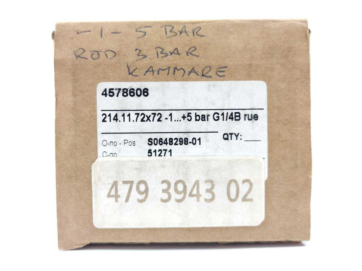 GETINGE 4578606 Pressure Gauge 214, -1 to 5 bar GETINGE Autoclave Spareparts