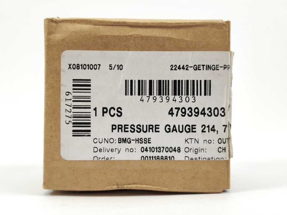 GETINGE 479394303 Pressure Gauge 214, 0-6 bar GETINGE Autoclave Spareparts