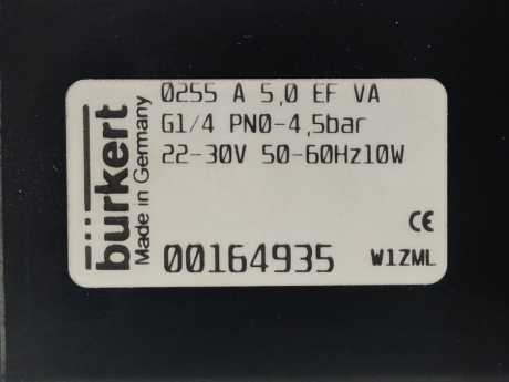 Burkert 00164935 Type 0255 2/2-Way Solenoid Valve GETINGE Autoclave Spareparts
