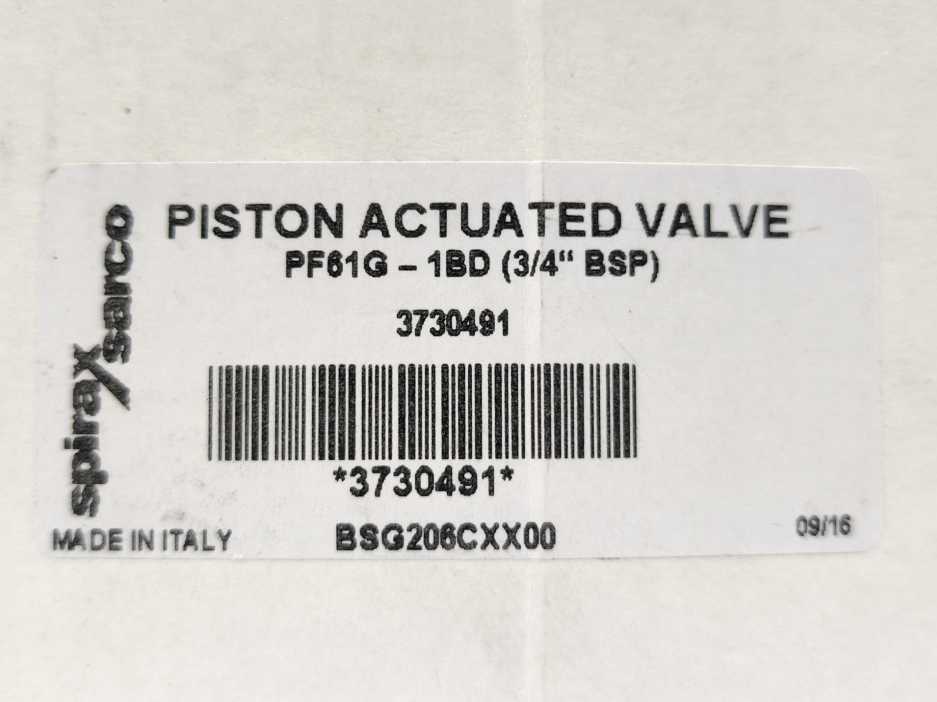 Spirax Sarco 3730491 PF61G-1BD 3/4" Piston Valve GETINGE Autoclave Spareparts