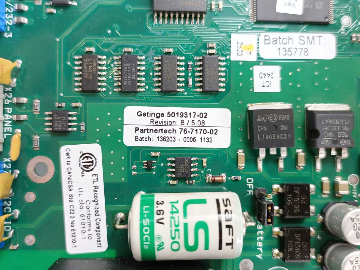 GETINGE 5019317-02 Rev.: B/5.08 w/ Chip GETINGE Autoclave Spareparts