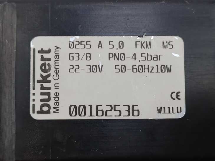 Burkert 162536 Type 0255 2/2-Way Solenoid Valve GETINGE Autoclave Spareparts
