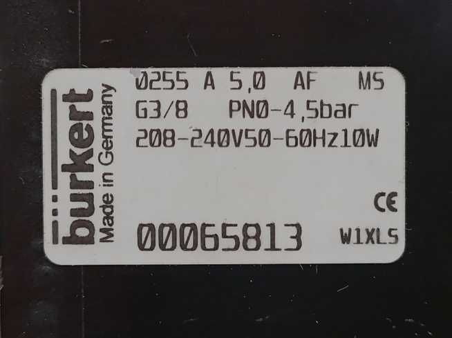 Burkert 65813 Type 0255 Solenoid Valve No Coil GETINGE Autoclave Spareparts